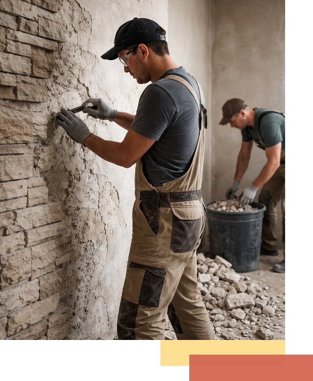 Демонтаж декоративного камня в Учалах профессионально и безопасно