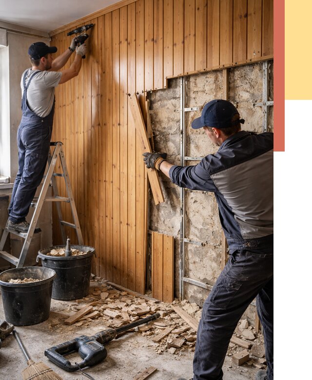 Демонтаж вагонки со стен в Учалах от 1474 руб. — снятие, удаление, срочно | ОТДЕЛОЧНИК-Члы