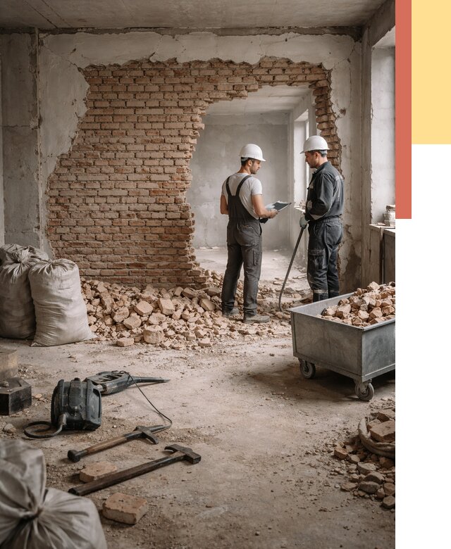 Демонтаж кирпичных стен в Учалах от 4270 руб. — быстро, недорого, под ключ | ОТДЕЛОЧНИК-Члы