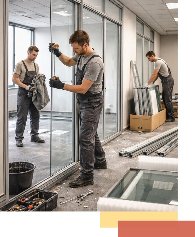 Демонтаж стеклянных перегородок в Учалах быстро и безопасно