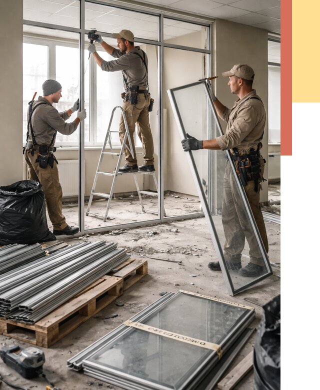 Демонтаж алюминиевых перегородок в Учалах от 4270 руб. — быстро и недорого | ОТДЕЛОЧНИК-Члы