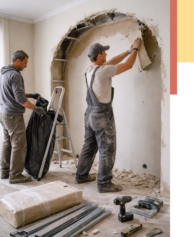 Демонтаж арки из гипсокартона в Учалах от 3558 руб. — услуги под ключ | ОТДЕЛОЧНИК-Члы