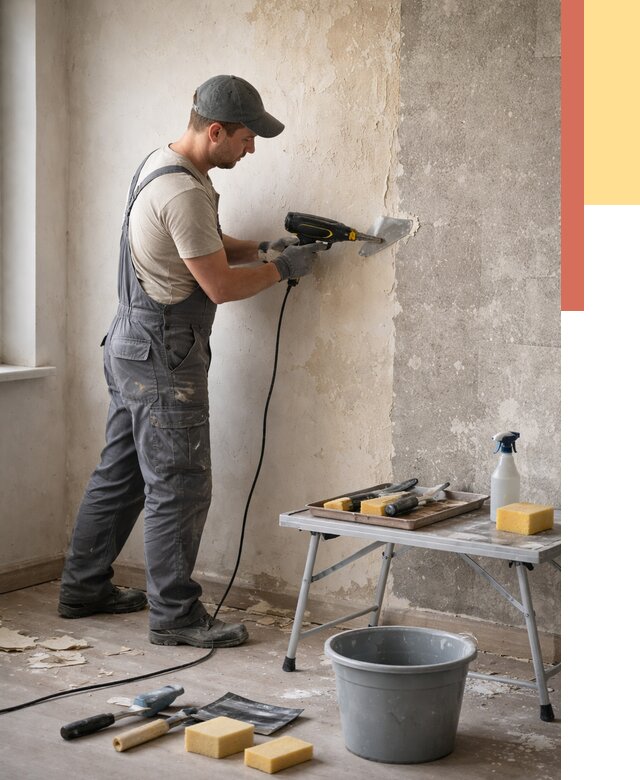 Очистка стен от клея в Учалах от 1881 руб. — снятие и удаление клея со стен | ОТДЕЛОЧНИК-Члы