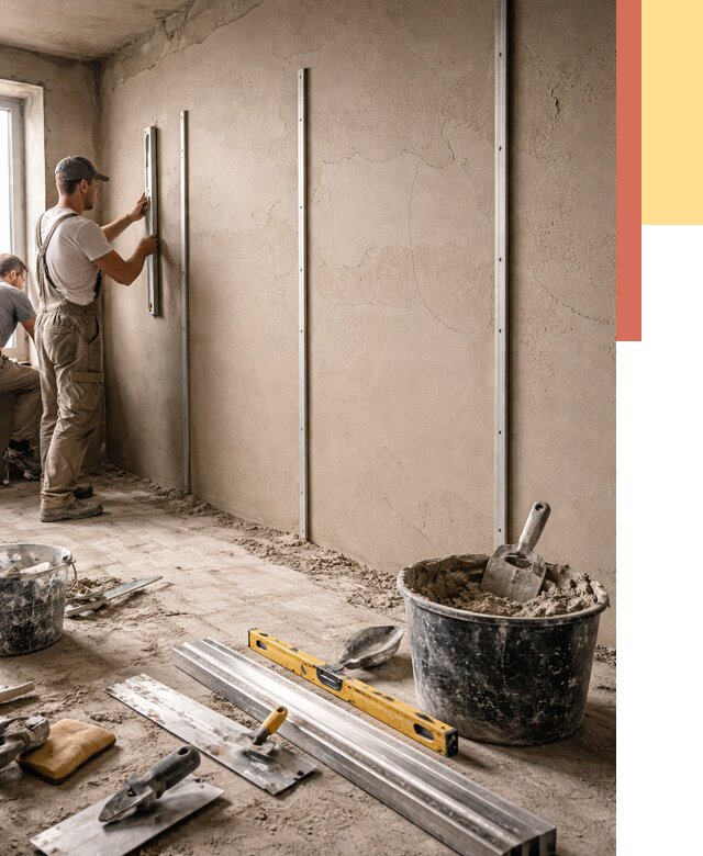 Штукатурка стен по маякам в Учалах от 5592 руб./м² — выравнивание под ключ | ОТДЕЛОЧНИК-Члы