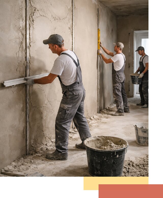 Штукатурка стен по маякам в Учалах — точная и ровная поверхность