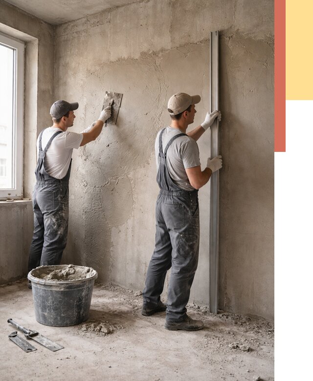 Штукатурка бетонных стен в Учалах от 4575 руб/м² — качественно и быстро | ОТДЕЛОЧНИК-Члы
