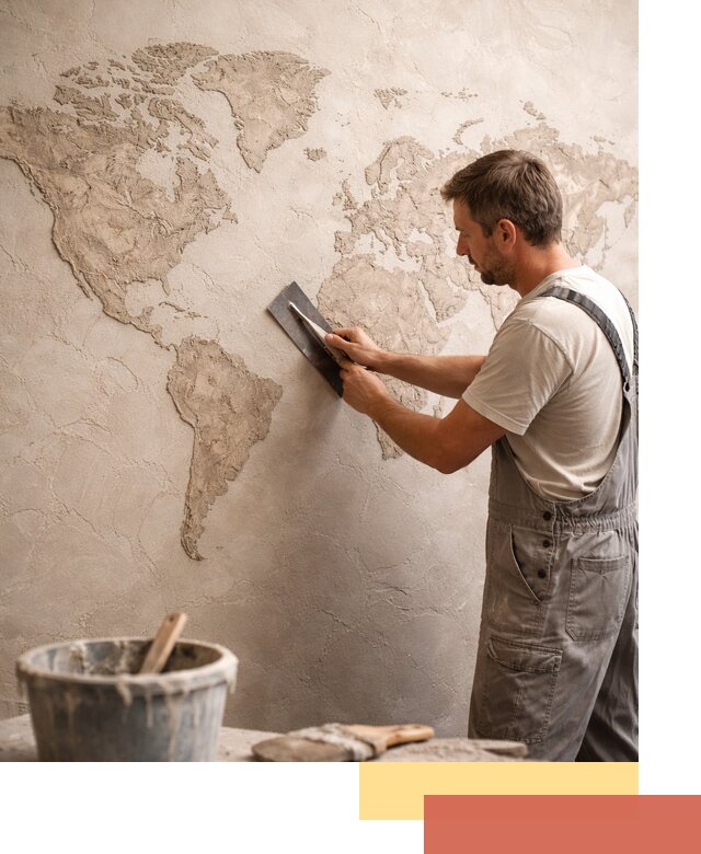 Декоративная штукатурка «Карта мира» под ключ в Учалах