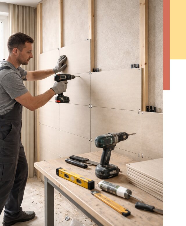 Монтаж МДФ панелей на стены в Учалах от 1271 руб. под ключ | ОТДЕЛОЧНИК-Члы