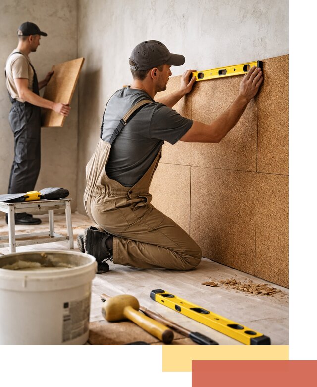 Монтаж пробковых панелей на стены в Учалах быстро и качественно