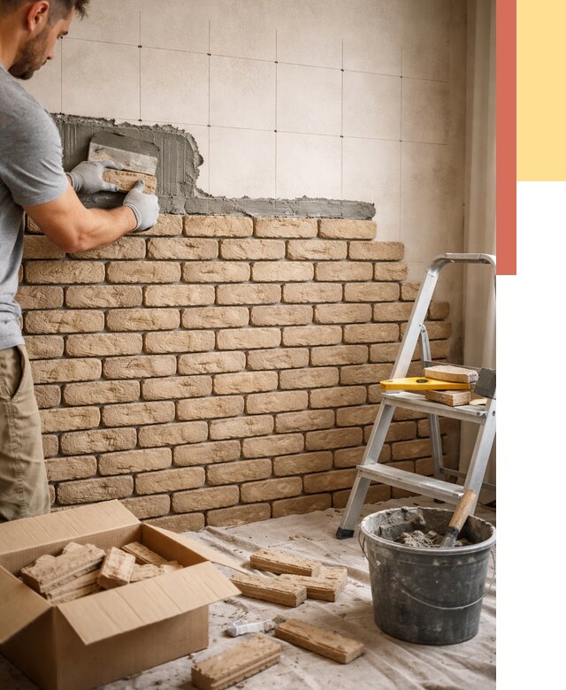 Монтаж декоративного кирпича в Учалах от 3253 руб./м² — быстро и недорого | ОТДЕЛОЧНИК-Члы