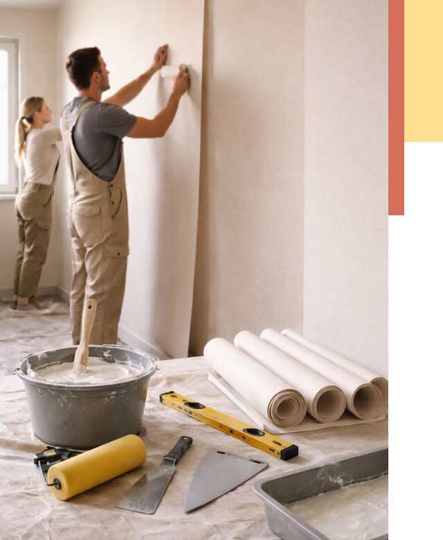 Поклейка бумажных обоев в Учалах от 5592 руб./м2 — быстро и недорого | ОТДЕЛОЧНИК-Члы