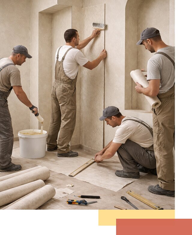 Поклейка обоев на сложные стены и неровные поверхности в Учалах