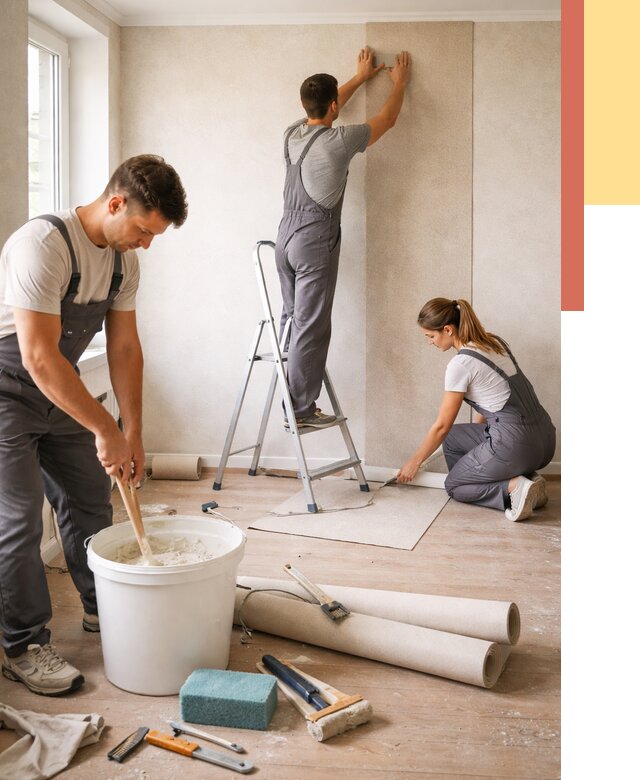 Оклейка стен обоями в Учалах от 3558 руб/м2 — быстро и недорого | ОТДЕЛОЧНИК-Члы