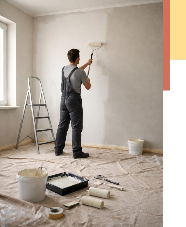 Покраска стен моющейся краской в Учалах от 356 руб./м² — быстро и недорого | ОТДЕЛОЧНИК-Члы