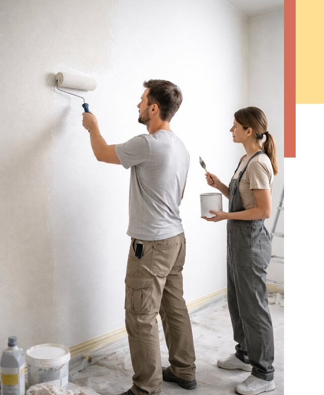 Окраска стен по стеклохолсту в Учалах от 4575 руб/м² под ключ | ОТДЕЛОЧНИК-Члы