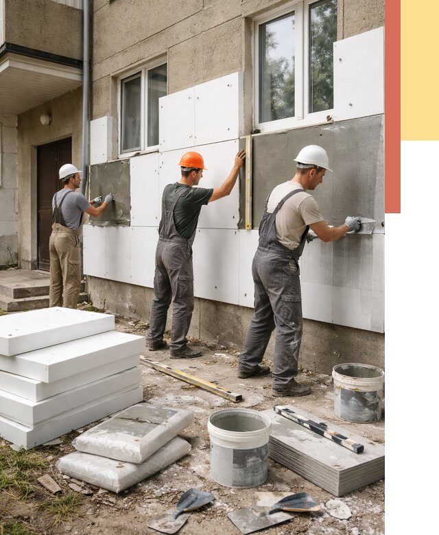 Утепление стен пенопластом в Учалах от 1779 руб. — недорого и под ключ | ОТДЕЛОЧНИК-Члы