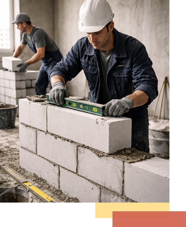 Кладка перегородок из пеноблока под ключ в Учалах