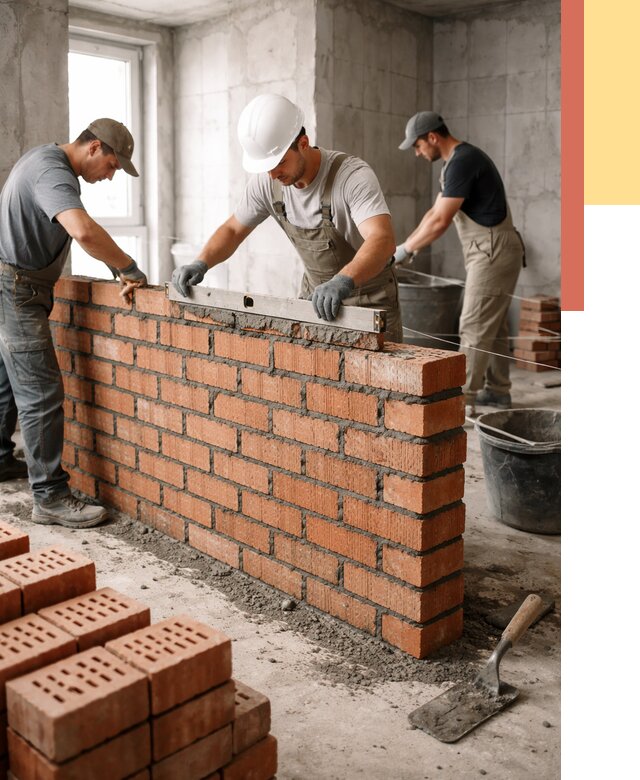 Кладка перегородок из кирпича в Учалах от 3558 руб. за м² | ОТДЕЛОЧНИК-Члы