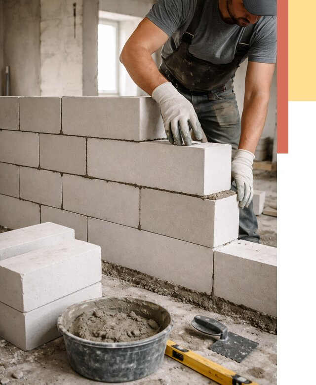 Кладка перегородок из силикатного блока в Учалах от 4067 руб. под ключ | ОТДЕЛОЧНИК-Члы