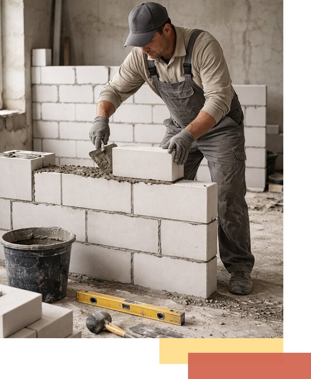 Кладка перегородок из силикатного блока в Учалах