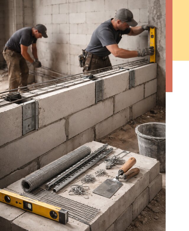 Армирование кладки перегородок в Учалах от 763 руб. под ключ | ОТДЕЛОЧНИК-Члы