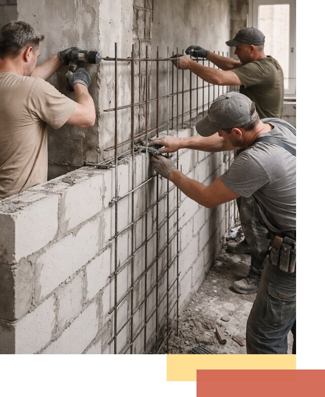 Армирование кладки перегородок в Учалах профессионально и надёжно