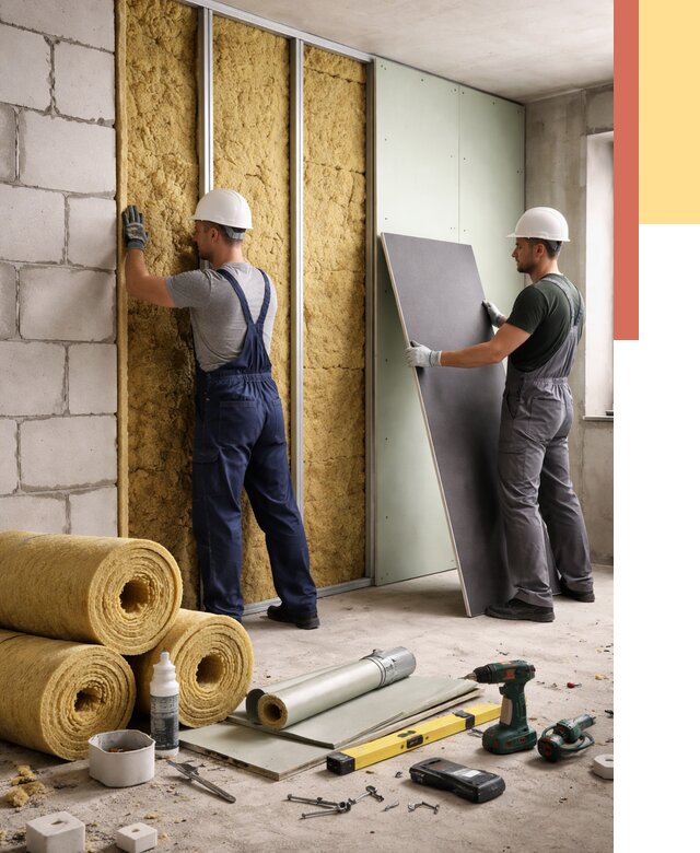 Шумоизоляция перегородок из блоков в Учалах от 1881 руб./м² — быстро и недорого | ОТДЕЛОЧНИК-Члы