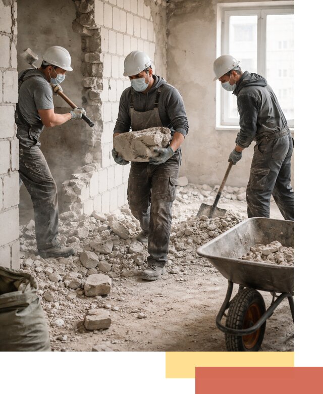 Демонтаж блочных перегородок в Учалах быстро и аккуратно