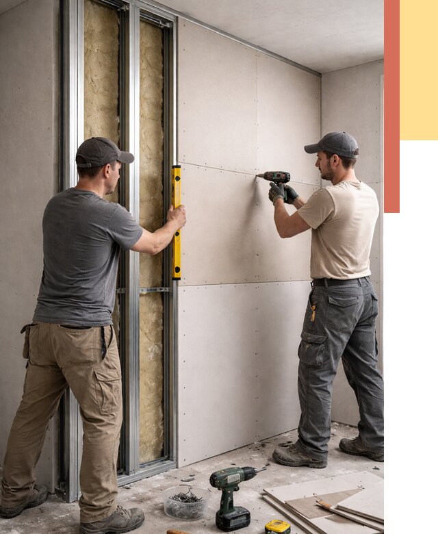 Монтаж двухслойной перегородки из гипсокартона в Учалах от 1474 руб. | ОТДЕЛОЧНИК-Члы