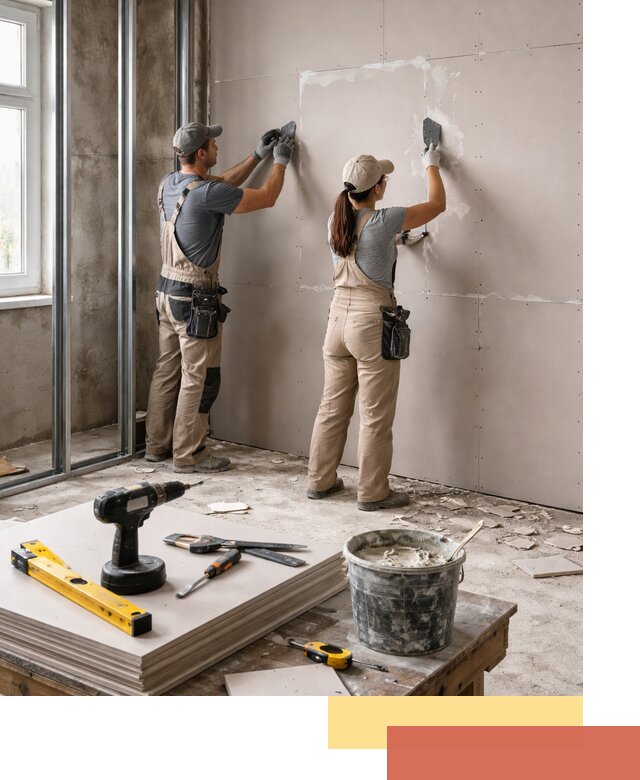 Монтаж двухслойной перегородки из гипсокартона в Учалах