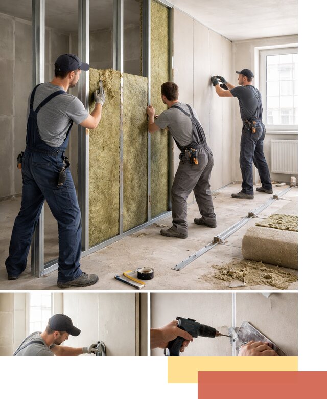 Перегородка из гипсокартона с шумоизоляцией в Учалах — монтаж под ключ