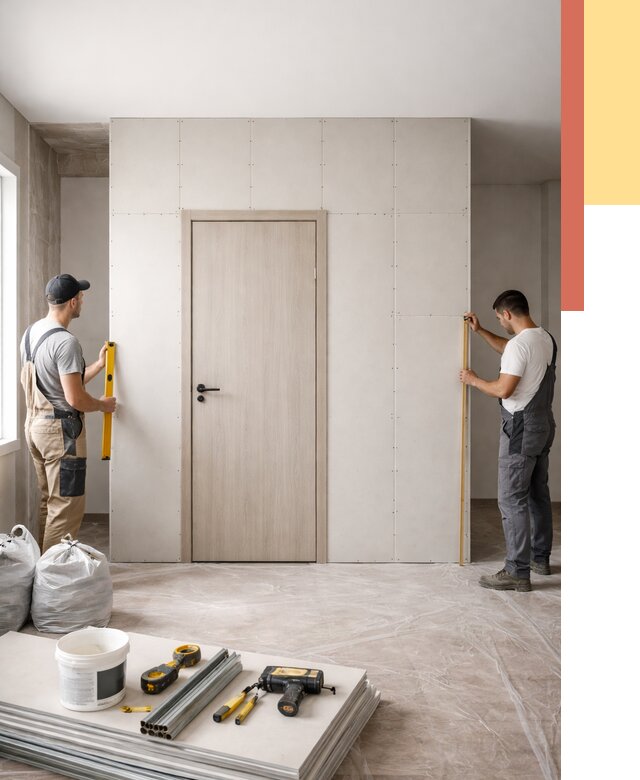 Перегородка из гипсокартона с дверью в Учалах от 4575 руб. под ключ | ОТДЕЛОЧНИК-Члы