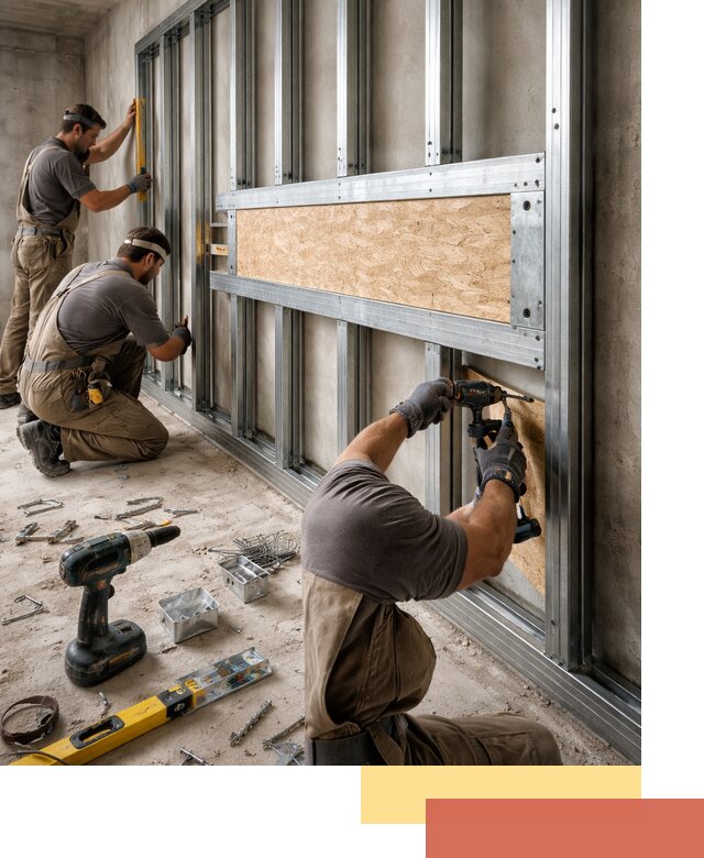 Усиленная перегородка для крепления тяжёлых конструкций в Учалах