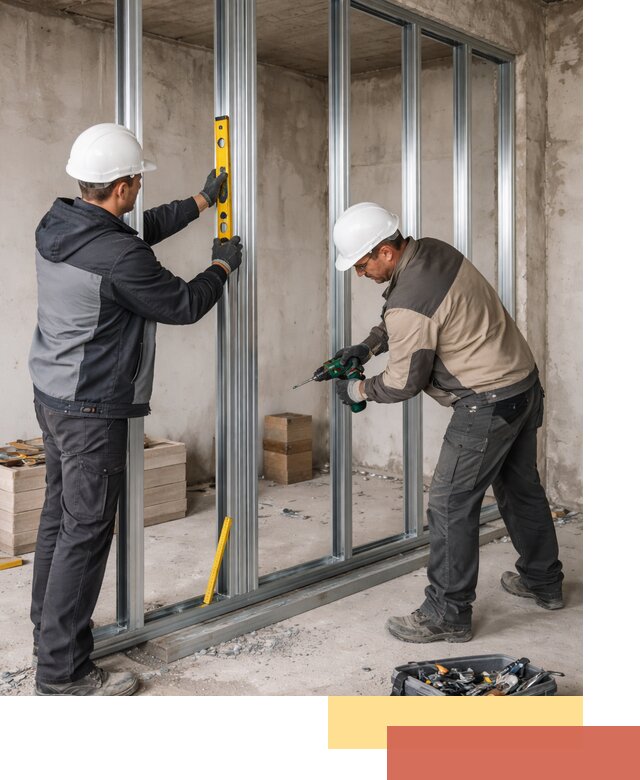 Монтаж каркаса перегородки из профиля в Учалах