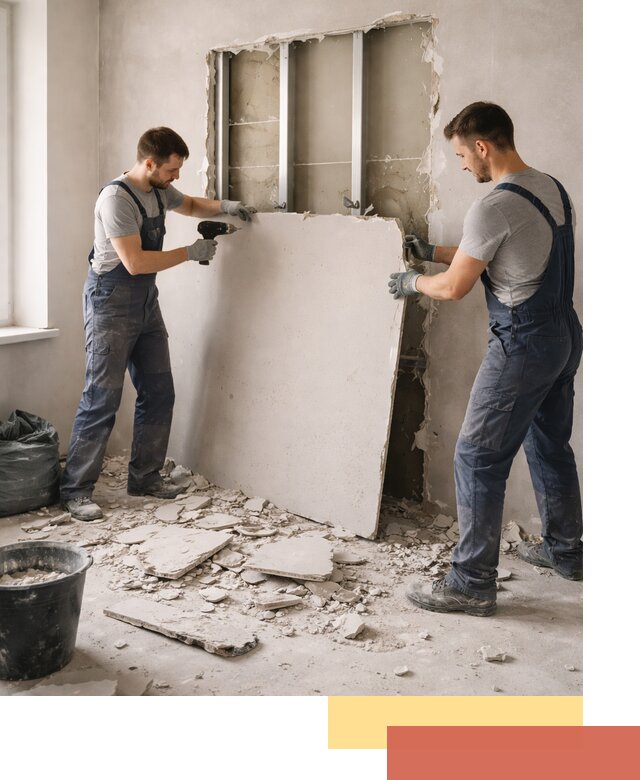 Демонтаж перегородки из гипсокартона в Учалах быстрый и аккуратный