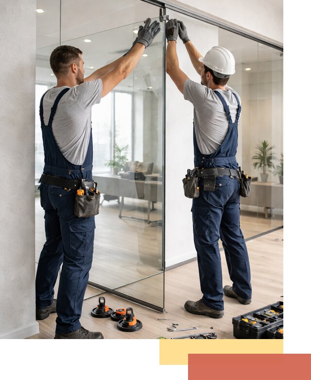 Безрамные стеклянные перегородки под ключ в Учалах