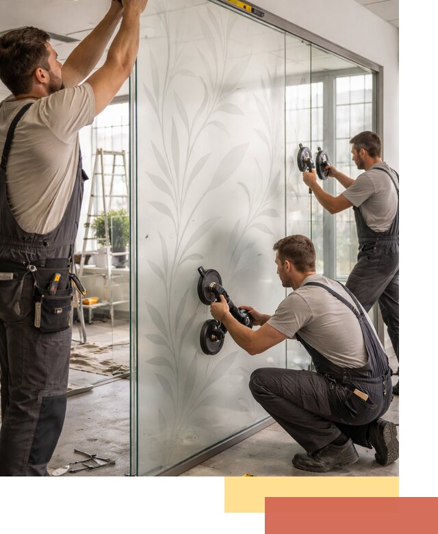 Стеклянные перегородки с рисунком на заказ в Учалах