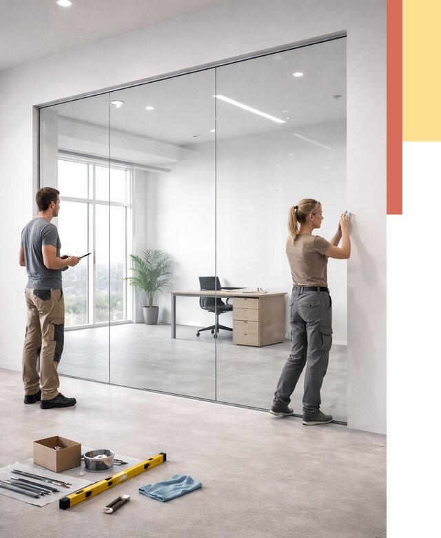 Перегородки из закаленного стекла в Учалах от 9659 руб. под ключ | ОТДЕЛОЧНИК-Члы