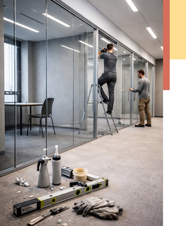 Стеклянные офисные перегородки в Учалах от 8642 руб. — монтаж и установка | ОТДЕЛОЧНИК-Члы