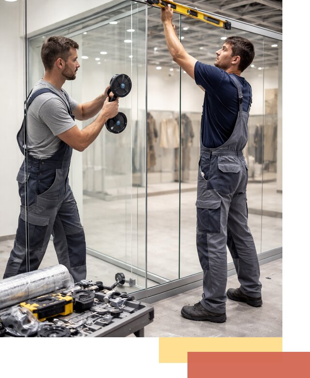 Стеклянные перегородки для магазинов в Учалах — монтаж и установка