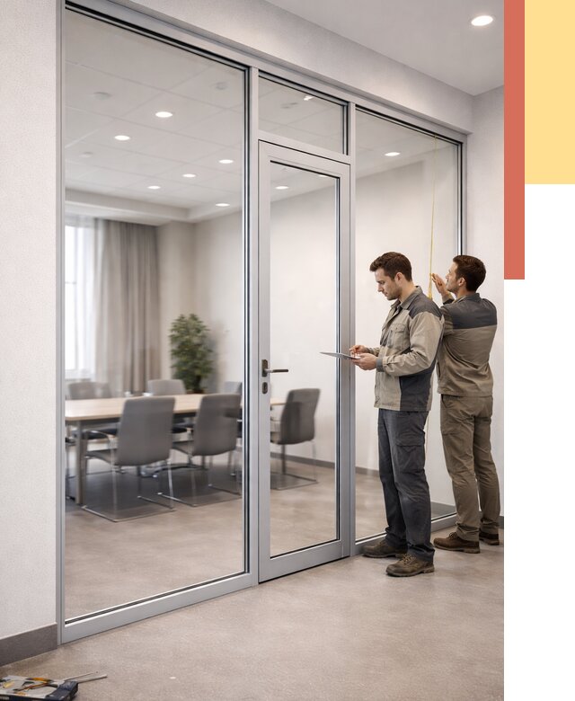 Установка и монтаж алюминиевых перегородок со стеклом в Учалах от 8337 руб. | ОТДЕЛОЧНИК-Члы