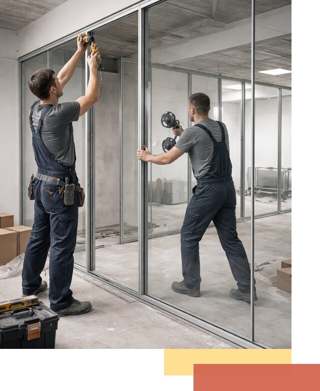 Алюминиевые перегородки со стеклом в Учалах — изготовление и монтаж