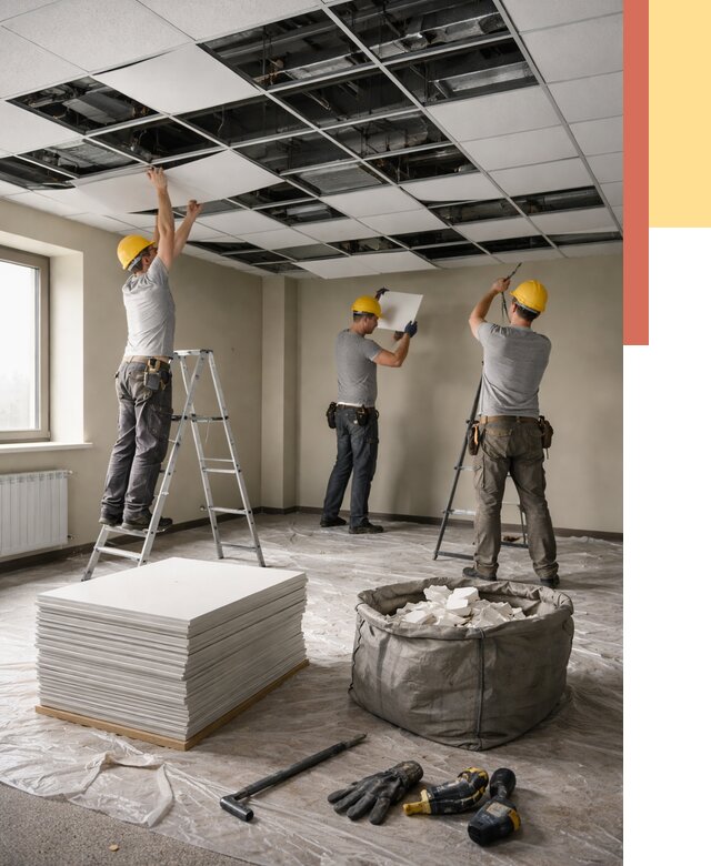 Демонтаж потолка Армстронг в Учалах от 4575 руб. быстро и недорого | ОТДЕЛОЧНИК-Члы