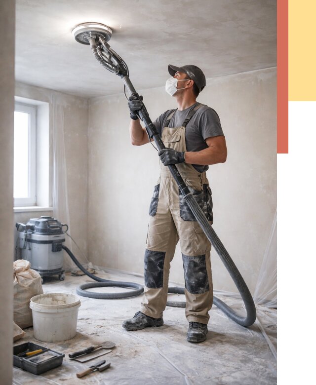 Шлифовка потолка в Учалах от 3558 руб. — услуги шлифования потолка | ОТДЕЛОЧНИК-Члы