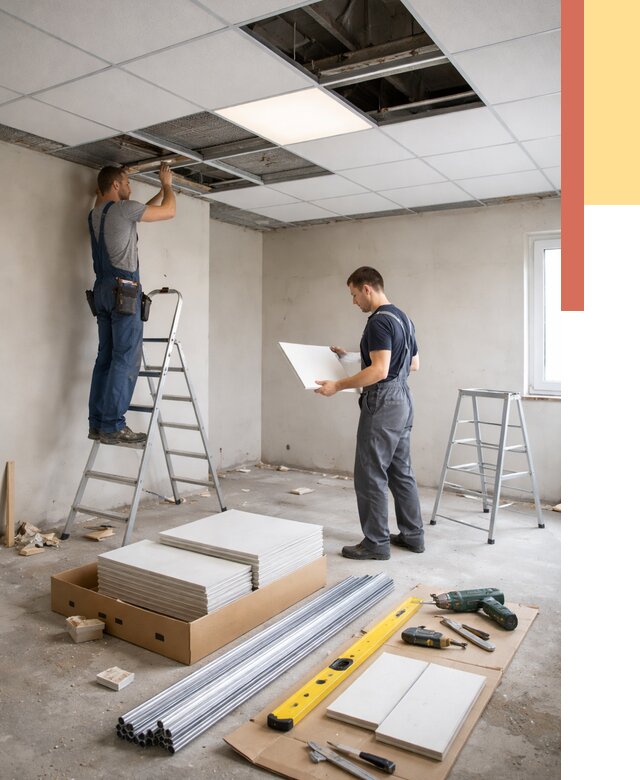 Монтаж потолка армстронг в Учалах от 4575 руб/м2 — быстрая установка под ключ | ОТДЕЛОЧНИК-Члы