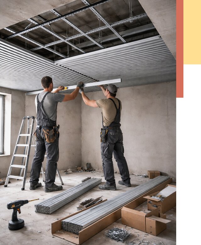 Монтаж реечного потолка в Учалах от 4575 руб. под ключ | ОТДЕЛОЧНИК-Члы