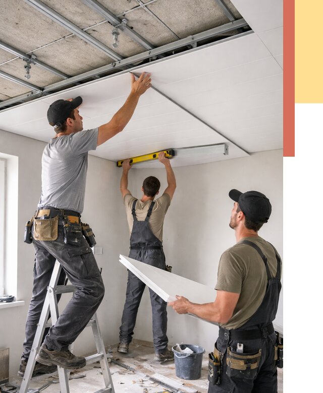 Монтаж потолка из ПВХ панелей в Учалах от 3558 руб./м2 — быстро и недорого | ОТДЕЛОЧНИК-Члы