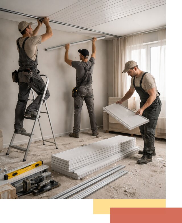 Монтаж потолка из ПВХ панелей в Учалах оперативно и качественно