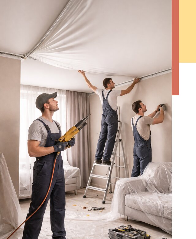 Установка натяжного потолка в Учалах от 4575 руб. | Быстро и недорого — ОТДЕЛОЧНИК-Члы