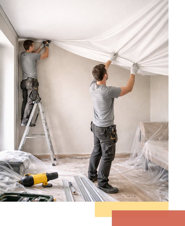 Монтаж тканевого натяжного потолка в Учалах недорого и быстро